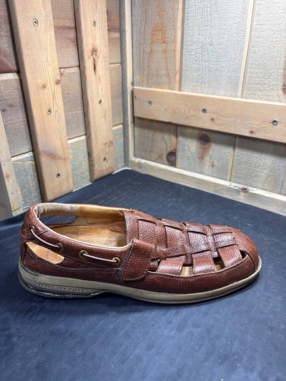 Sperry Top-Sider 0579078 Brown Woven Leather Loafer Sandals Mens Size US 11